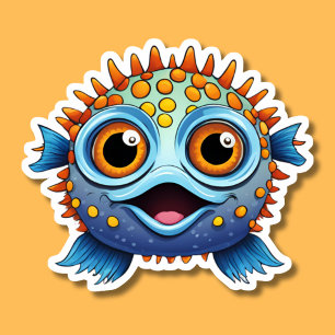 Perky Puffer Fisch wasserdicht Aufkleber