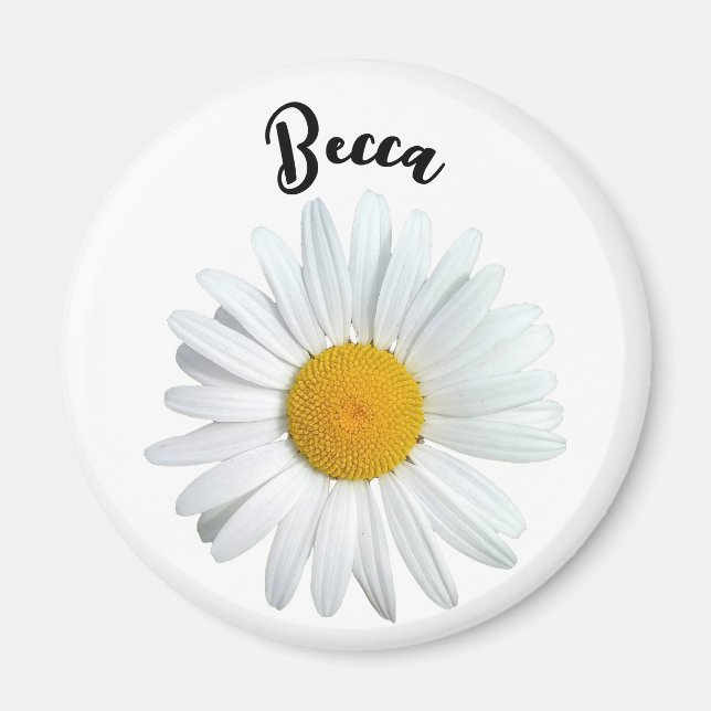 Perky White Daisy Blume Personalisiert Magnet (Vorne)