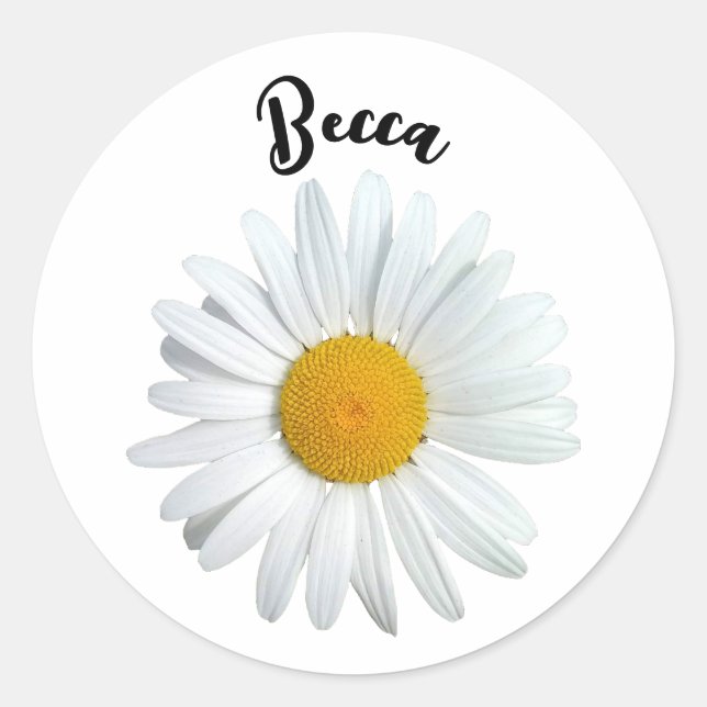 Perky White Daisy Blume Personalisiert Sticker (Vorderseite)