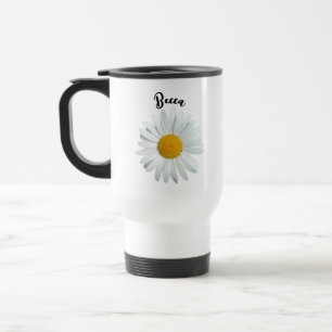 Perky White Daisy Blume Personalisiert Travel Mug Reisebecher
