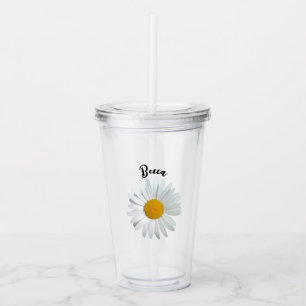 Perky White Daisy Blume Personalisiert Tumbler Acryltrinkbecher