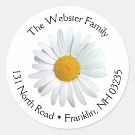 Perky White Daisy Blume Round Address Label Runder Aufkleber