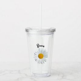 Perky White Daisy Flower Personalized Tumbler Acryltrinkbecher