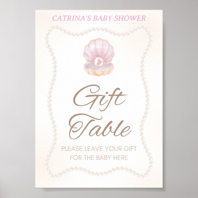 Perl-Babyparty-Spielschild Poster (Vorne)