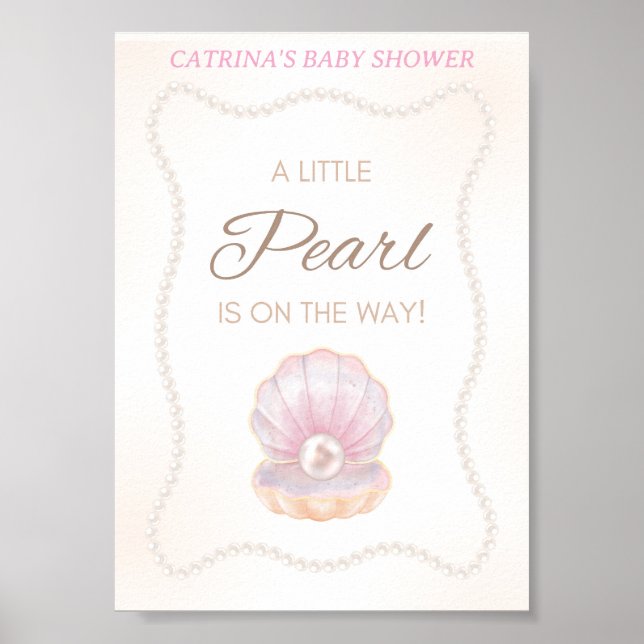 Perl-Babyparty-Spielschild Poster (Vorne)