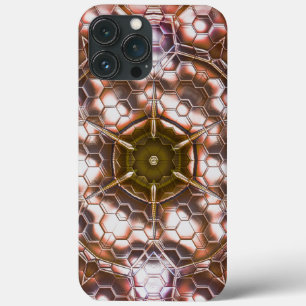 Perlbraunes Kaleidoskop überlappender Hexagonen Case-Mate iPhone Hülle