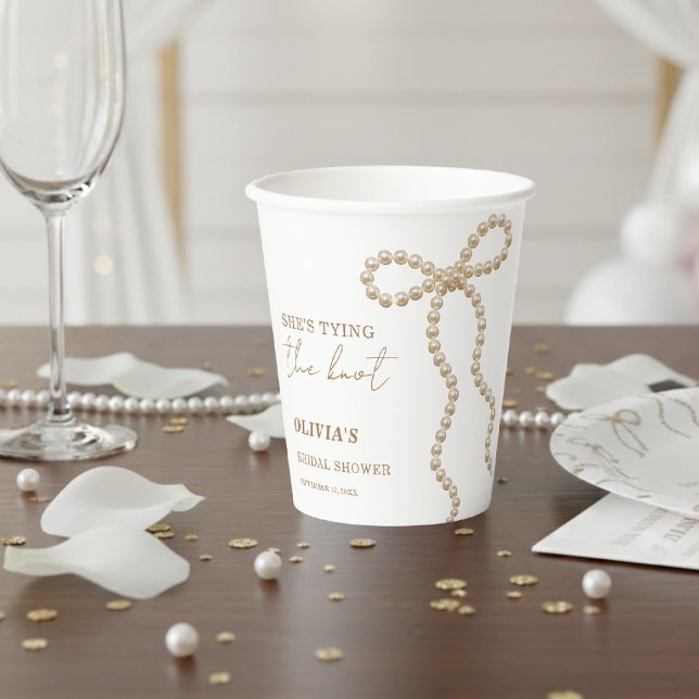 Perle Bow Sie heiratet Bow Brautparty Pappbecher (Von Creator hochgeladen)