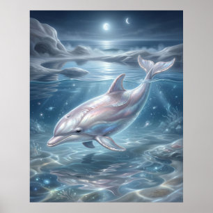 Perle Delphin Mondlicht Poster