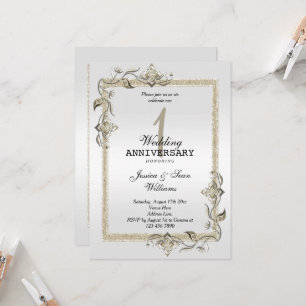 Perle Glanz & Schimmer & Platin 1. Hochzeit Einladung