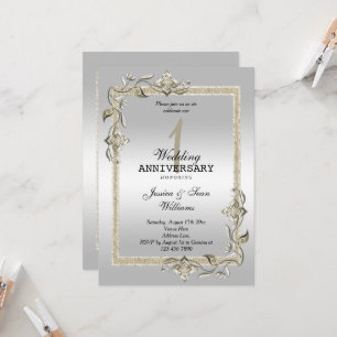 Perle Glanz & Schimmer & Silber 1. Hochzeit Einladung