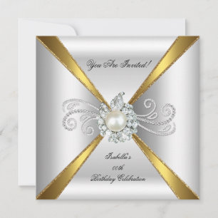 Perle Gold Silber Diamant Geburtstagsfeier Einladung