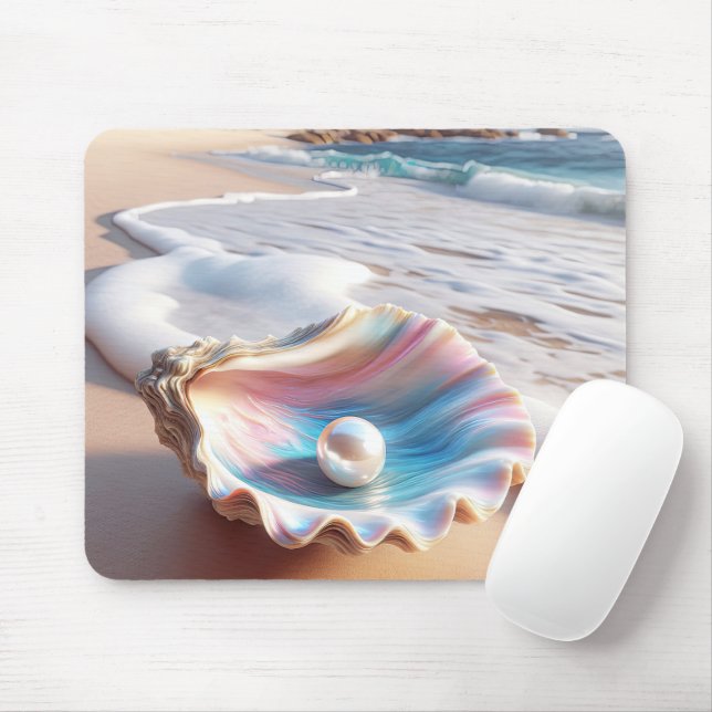 Perle in irrisierender Auster-Muschel Mousepad (Mit Mouse)