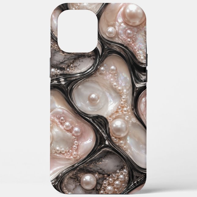 Perle schwarzes iPhone-Case im schwarzen Stil Case-Mate iPhone Hülle (Rückseite)