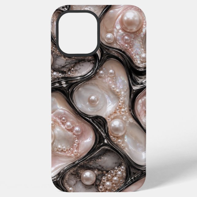 Perle schwarzes iPhone-Case im schwarzen Stil iPhone Hülle (Rückseite)