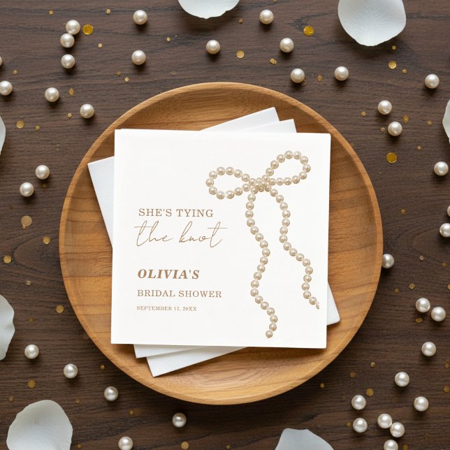 Perle Sie heiratet Bow-Brautparty Serviette (Von Creator hochgeladen)