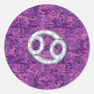 Perle wie Krebs Zodiac Sign auf der digitalen Camo Runder Aufkleber