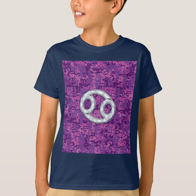 Perle wie Krebs Zodiac Sign auf der digitalen Camo T-Shirt (Vorderseite)