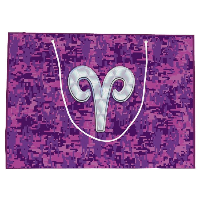 Perle wie Widder-Tierkreis-Zeichen-Rosa-Tarnung Große Geschenktüte (Rückseite)