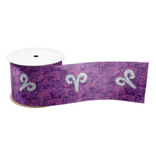 Perle wie Widder-Tierkreis-Zeichen-Rosa-Tarnung Satinband