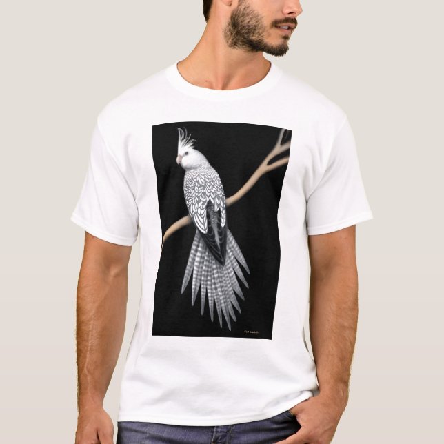 Perlegescheckter Cockatiel-Papageien-T - Shirt (Vorderseite)