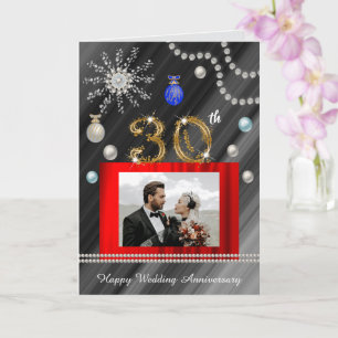 Perlen 30. Hochzeitstag zu Weihnachten 2 Fotos Karte