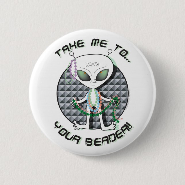 Perlen-alien Button (Vorderseite)
