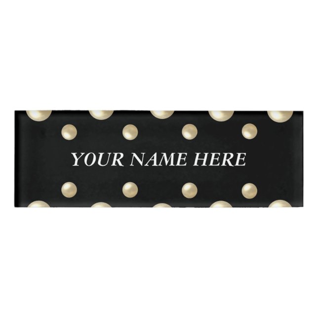 Perlen auf schwarzem Samt Namenschild (Vorderseite)