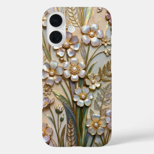Perlen-Blumen-Buntglas-Handyhülle Elegant iPhone 16 Hülle