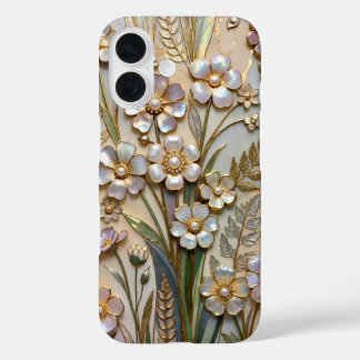 Perlen-Blumen-Buntglas-Handyhülle Elegant iPhone 16 Hülle