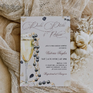 Perlen, Blüten und Prosecco Brautparty Elegant Einladung