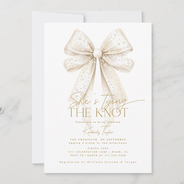 Perlen Bow Sie bindet das Brautparty des Knotens Einladung (Vorderseite)