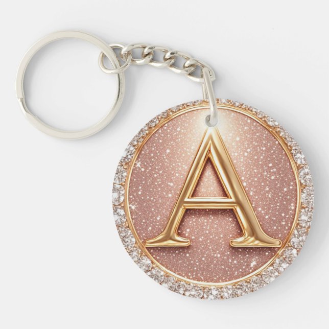 Perlen-Brief Anhänger A Monogramm Geschenk für Fra Schlüsselanhänger (Vorderseite)