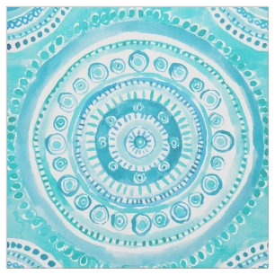 PERLEN des KLUGHEIT Meerjungfrau-Mandala-Aquarells Stoff