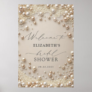 Perlen Elegante Hochzeitsdusche Willkommen Poster