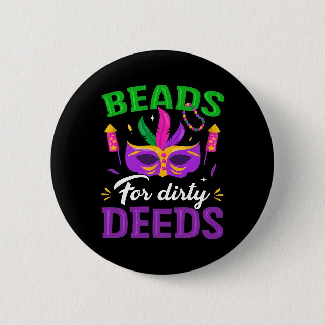 Perlen für Dirty Deeds Mardi Gras Carnival Celebra Button (Vorderseite)