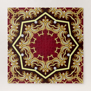 Perlen-Goldrahmen-Illustrationshintergrund Puzzle