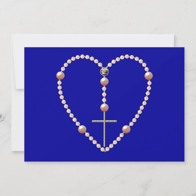 Perlen, herzförmig Rosary Einladung (Vorderseite)