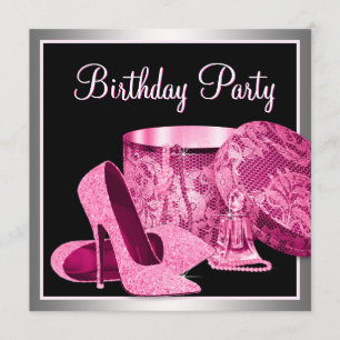 Perlen High Heel Schuhe Damen Hot Pink Geburtstag Einladung