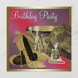 Perlen High Heel Schuhe Damen Rot Geburtstag Einladung