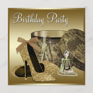 Perlen High Heel Schuhe Schwarz Gold Frauen Geburt Einladung