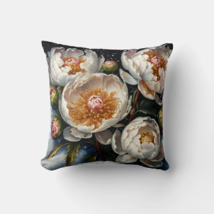Perlen im Schnee Barocke Peony Kissen