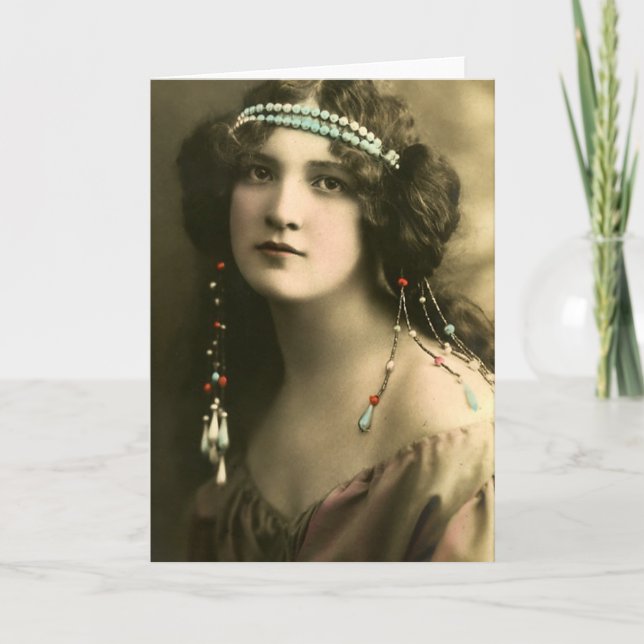 Perlen in ihrem Haar Karte (Vorderseite)