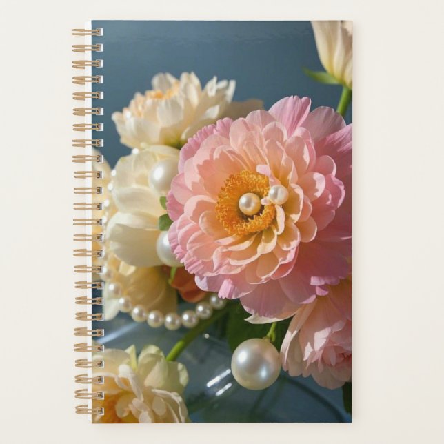 Perlen mit rosa Blume Planer (Vorderseite)