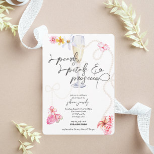 Perlen, Petalen + Prosecco Trendy Brautparty Einladung