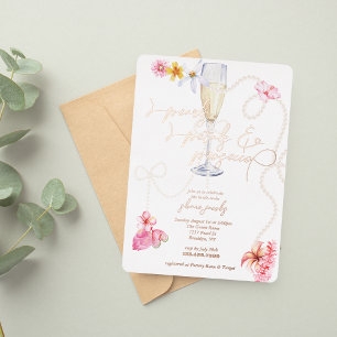 Perlen, Petalen + Prosecco Trendy Brautparty Folieneinladung
