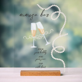 Perlen, Petalen und Prosecco | Mimosa Bar Dusche Acrylschild