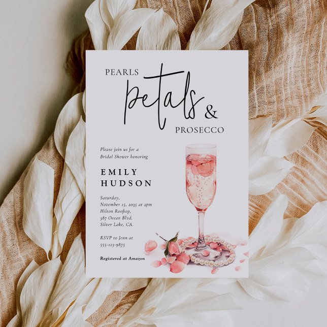 Perlen Petals & Prosecco Brautparty Einladung (Von Creator hochgeladen)