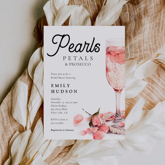 Perlen Petals & Prosecco Brautparty Einladung (Von Creator hochgeladen)