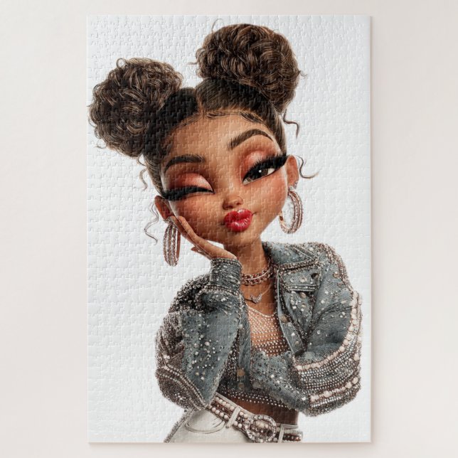 Perlen-Pout-Glam-Girl-Puzzle Puzzle (Vertikal)