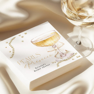 Perlen & Prosecco Beige Schleife Junggesellinnenab Serviette